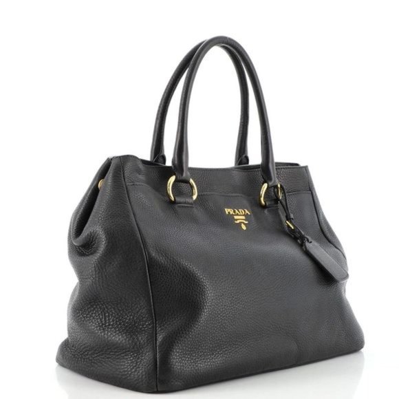 Prada Convertible Open Tote Vitello Daino Medium Black - Picture 7 of 8
